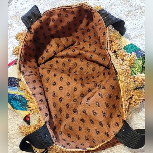Bag Tote Weekender Shoulder One Of A Kind Patchwork Lined Fringe Tassels - Picture 5 of 12
